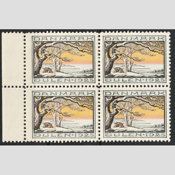 JULEMRKER DANMARK | 1925 - Vinterlandskab - i 4-blok - Postfrisk