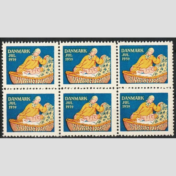 JULEMRKER DANMARK | 1939 - Mor med barn i kurv - i 6-blok - Postfrisk
