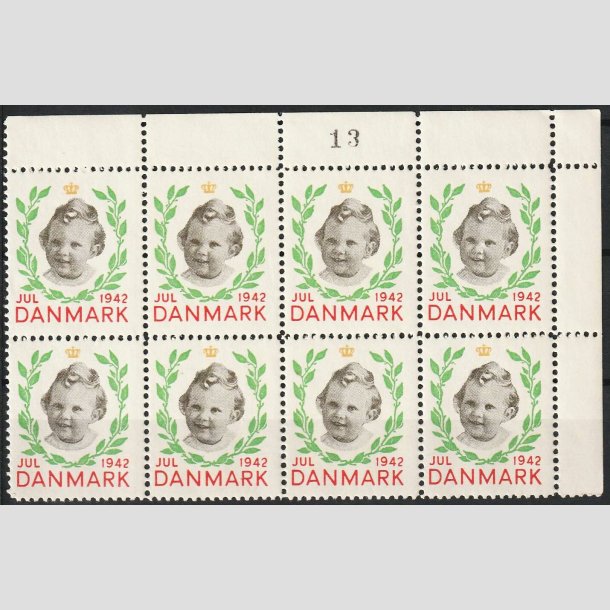 JULEMRKER DANMARK | 1942 - Prinsesse Margrethe - i 8-blok - Postfrisk