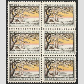 JULEM�RKER DANMARK | 1925 - Vinterlandskab - i 6-blok - Postfrisk