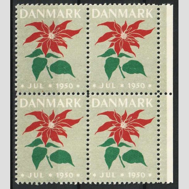 JULEMRKER DANMARK | 1950 - Julestjerne - 4-blok - Postfrisk