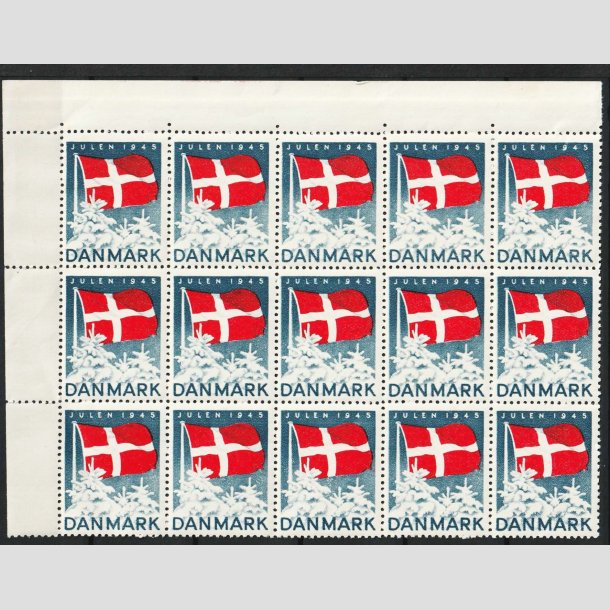 JULEMRKER DANMARK | 1945 - Dannebrog - 15 stk. - Postfrisk