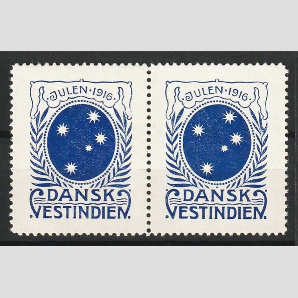 FRIMRKER DVI | 1916 Julemrke - Sydkorset - parstykke - Postfrisk