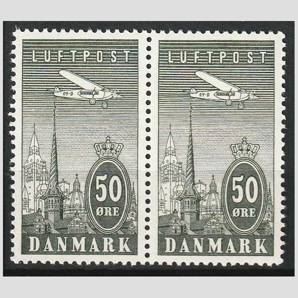 FRIMRKER DANMARK | 1934 - AFA 219 - Ny Luftpost 50 re gr i par - Postfrisk