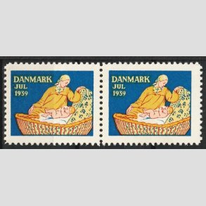 JULEM�RKER DANMARK | 1939 - Mor med barn i kurv - i par - Postfrisk