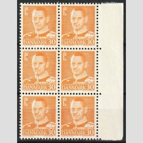 FRIMRKER DANMARK | 1948-50 - AFA 309a - Fr. IX 30 re orange i 6-blok - Postfrisk