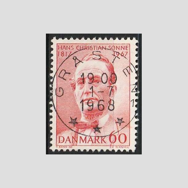 FRIMRKER DANMARK | 1967 - AFA 466F - H. Chr. Sonne - 60 re rd FLOUR - Pragt Stemplet