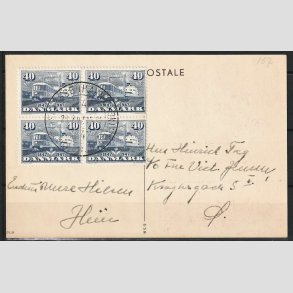 FRIMRKER DANMARK | 1947 - AFA 304 - Danske jernbaner 100 r - 40 re i 4-blok p DSB-kort 