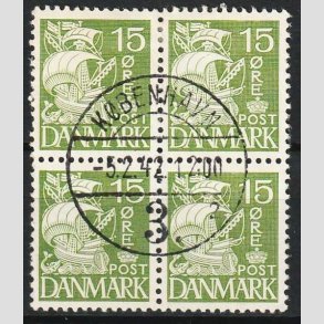 FRIM�RKER DANMARK | 1940 - AFA 257a - Karavel 15 �re gr�n Type II - Lux Stemplet 