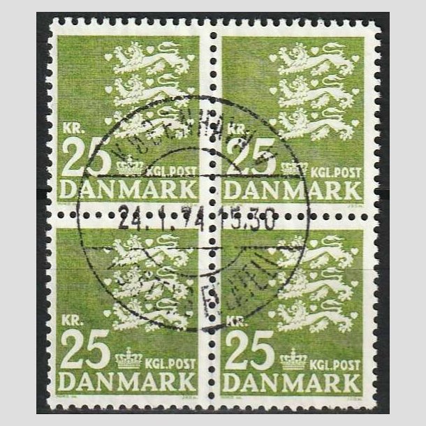 FRIMRKER DANMARK | 1962 - AFA 402 - Rigsvben 25 Kr. grn i 4-blok - Pragt Stemplet 