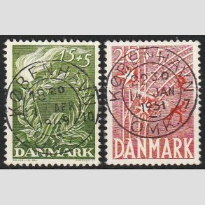 FRIMRKER DANMARK | 1947 - AFA 299,300 - Modstandsbevgelsen - 15 + 5, 20 + 5 re - Pragt Stemplet