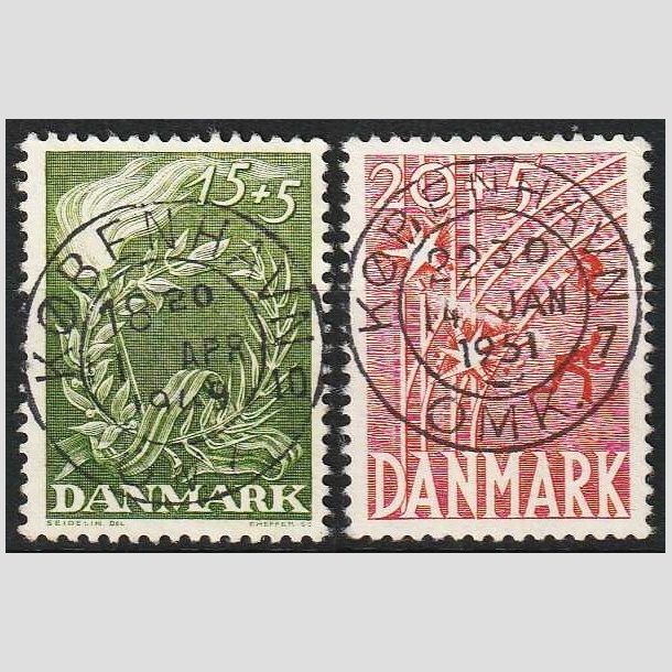 FRIMRKER DANMARK | 1947 - AFA 299,300 - Modstandsbevgelsen - 15 + 5, 20 + 5 re - Pragt Stemplet