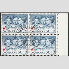 FRIMRKER DANMARK | 1964 - AFA 425F - Dansk Rde Kors - 60 + 10 re i 4-blok - Pragt Stemplet 