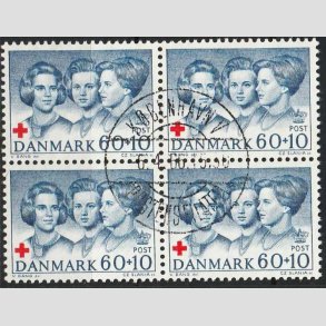 FRIMRKER DANMARK | 1964 - AFA 425F - Dansk Rde Kors - 60 + 10 re i 4-blok - Pragt Stemplet 