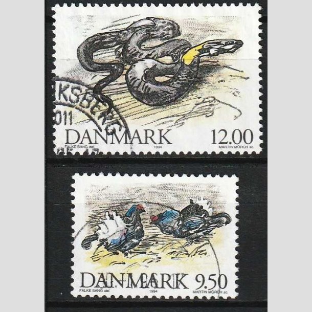 FRIMRKER DANMARK | 1994 - AFA 1079+1080 - Truede danske dyr - 9,50 + 12 kr. - Stemplet