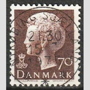 FRIMRKER DANMARK | 1974 - AFA 573 - Dronning Margrethe - 70 re brun - Pragt Stemplet 