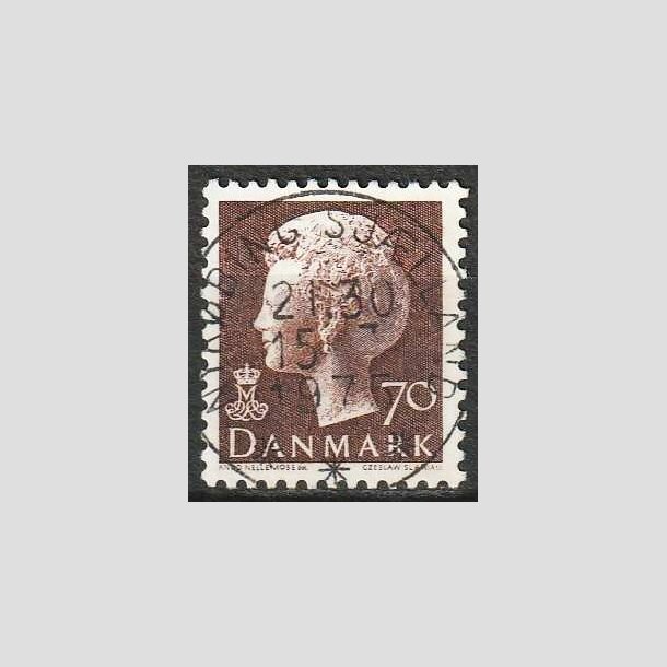 FRIMRKER DANMARK | 1974 - AFA 573 - Dronning Margrethe - 70 re brun - Pragt Stemplet 