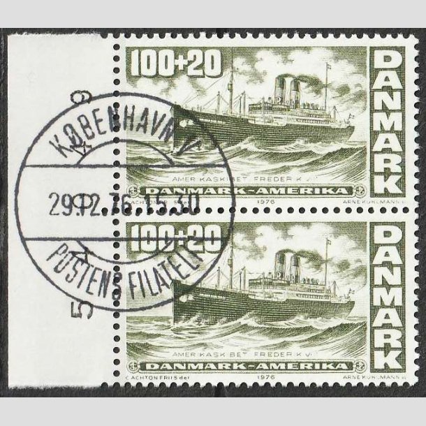 FRIMRKER DANMARK | 1976 - AFA 609 - Amerikanske uafhngighed - 100 + 20 re i par - Lux Stemplet