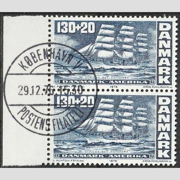 FRIMRKER DANMARK | 1976 - AFA 610 - Amerikanske uafhngighed - 130 + 20 re i par - Lux Stemplet