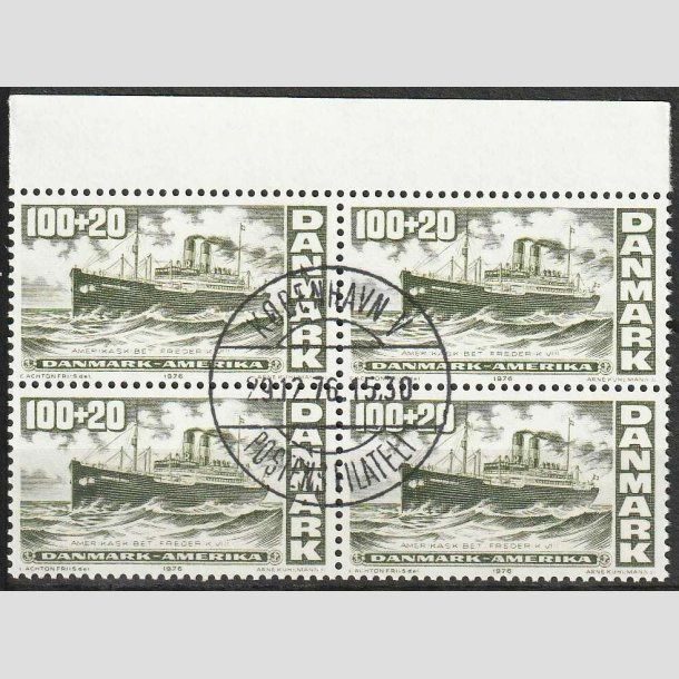 FRIMRKER DANMARK | 1976 - AFA 609 - Amerikanske uafhngighed - 100 + 20 re i 4-blok - Lux Stemplet