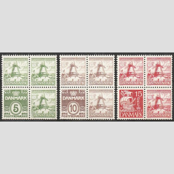 FRIMRKER DANMARK | 1937 - AFA 238,237,236 - Dybbl 4-Blokke i komplet st - Postfrisk