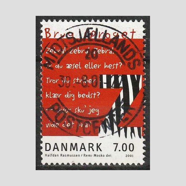 FRIMRKER DANMARK | 2001 - AFA 1282 - Brug sproget - 7,00 Kr. flerfarvet - Pragt Stemplet 
