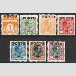 FRIMRKER DANMARK | 1921 - AFA 1-7 - Sort overtryk PORTO st - Ustemplet