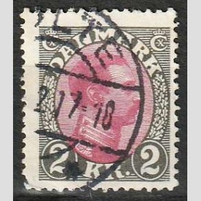 FRIMRKER DANMARK | 1925-26 - AFA 151 - Chr. X 2 Kr. gr/rdlilla - Stemplet