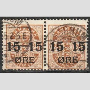 FRIMRKER DANMARK | 1904 - AFA 41 - 15/24 re brun provisorier i par - Stemplet