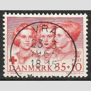 FRIMRKER DANMARK | 1964 - AFA 424F - Dansk Rde Kors - 35 + 10 re rd - Pragt Stemplet Vr