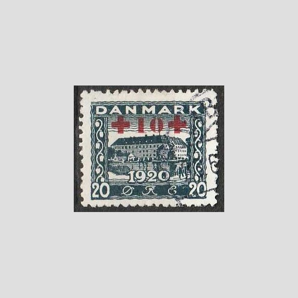 FRIMRKER DANMARK | 1921 - AFA 121 - +10 +20 re bl Rde Kors provisorier - Stemplet