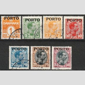 FRIMRKER DANMARK | 1921 - AFA 1-7 - Sort overtryk PORTO st - Stemplet
