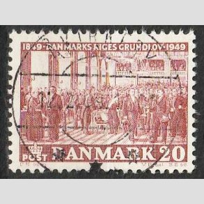 FRIMRKER DANMARK | 1949 - AFA 315 - Grundloven 100 r - 20 re rdbrun - Lux Stemplet kirkeby