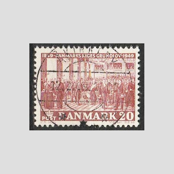 FRIMRKER DANMARK | 1949 - AFA 315 - Grundloven 100 r - 20 re rdbrun - Lux Stemplet kirkeby