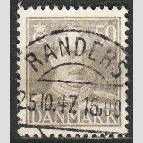 FRIMRKER DANMARK | 1945 - AFA 289 - Chr. X 50 re gr - Lux Stemplet Randers