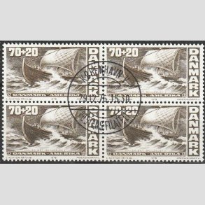 FRIMRKER DANMARK | 1976 - AFA 607 - Amerikanske uafhngighed - 70 + 20 re i 4-blok - Lux Stemplet