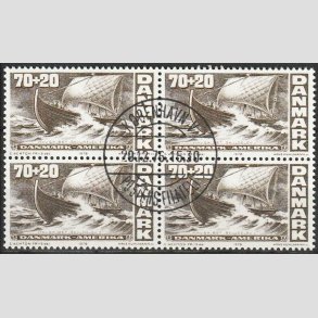 FRIMRKER DANMARK | 1976 - AFA 607 - Amerikanske uafhngighed - 70 + 20 re i 4-blok - Lux Stemplet