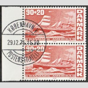 FRIMRKER DANMARK | 1976 - AFA 608 - Amerikanske uafhngighed - 90 + 20 re i par - Lux Stemplet 