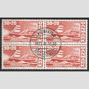 FRIMRKER DANMARK | 1976 - AFA 608 - Amerikanske uafhngighed - 90 + 20 re i 4-blok - Lux Stemplet