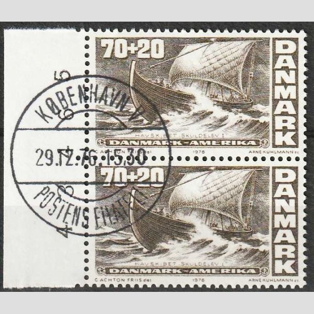 FRIMRKER DANMARK | 1976 - AFA 607 - Amerikanske uafhngighed - 70 + 20 re i par - Lux Stemplet 