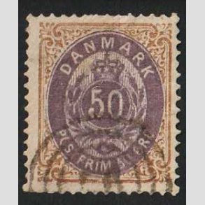 FRIM�RKER DANMARK | 1875 - AFA 30y - 50 �re brun/lilla - Stemplet