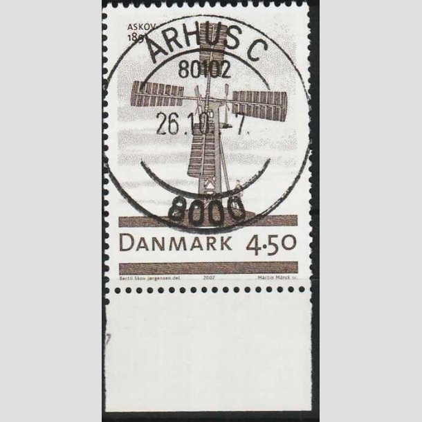 FRIMRKER DANMARK | 2007 - AFA 1492 - Danske vindmller - 4,50 Kr. - Pragt Stemplet