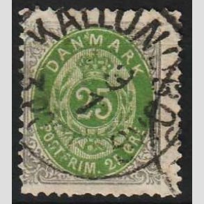 FRIM�RKER DANMARK | 1875 - AFA 29 - 25 �re gr�/gr�n - Stemplet