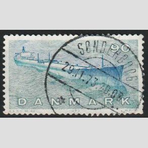 FRIM�RKER DANMARK | 1970 - AFA 506 - Dansk Skibsfart - 90 �re bl�gr�n/bl� - Pragt Stemplet