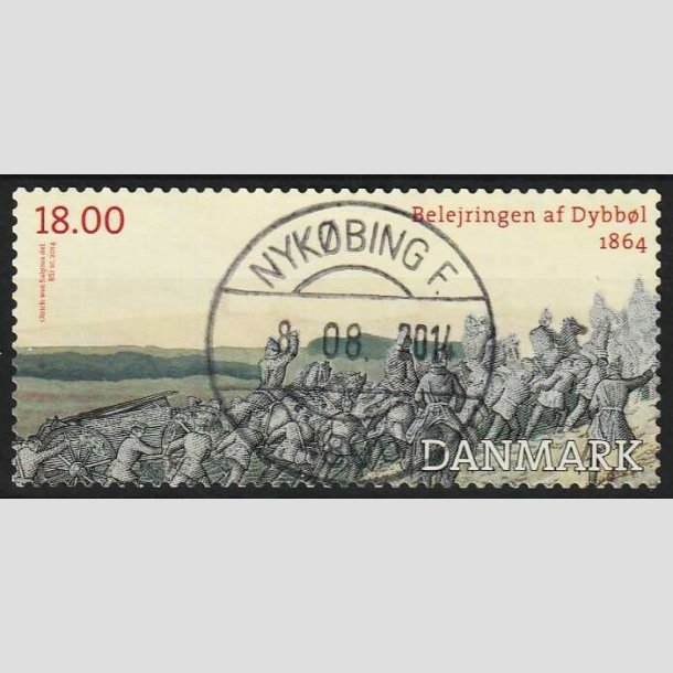 FRIMRKER DANMARK | 2014 - AFA 1771 - Dybbl 1864 - 18,00 Kr. flerfarvet - Pragt Stemplet Nykbing F