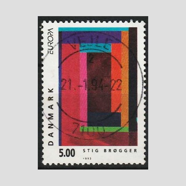 FRIMRKER DANMARK | 1993 - AFA 1042 - Nutidskunst - 5,00 Kr. flerfarvet - Pragt Stemplet Vejle