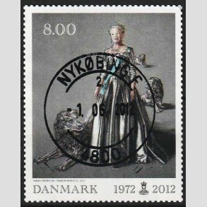 FRIMRKER DANMARK | 2012 - AFA 1694 - Dronning i 40 r - 8,00 Kr. flerfarvet - Pragt Stemplet 