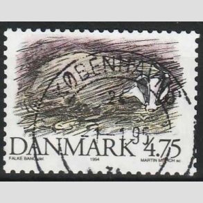 FRIM�RKER DANMARK | 1994 - AFA 1077 - Truede danske dyr - 4,75 Kr. Gr�vling - P�nt Stemplet