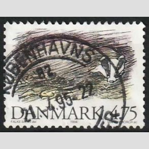 FRIM�RKER DANMARK | 1994 - AFA 1077 - Truede danske dyr - 4,75 Kr. Gr�vling - P�nt Stemplet