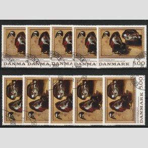 FRIMRKER DANMARK | 1994 - AFA 1081 - Maleriserie 7. - 5,00 Kr. x 10 stk. - Pnt Stemplet